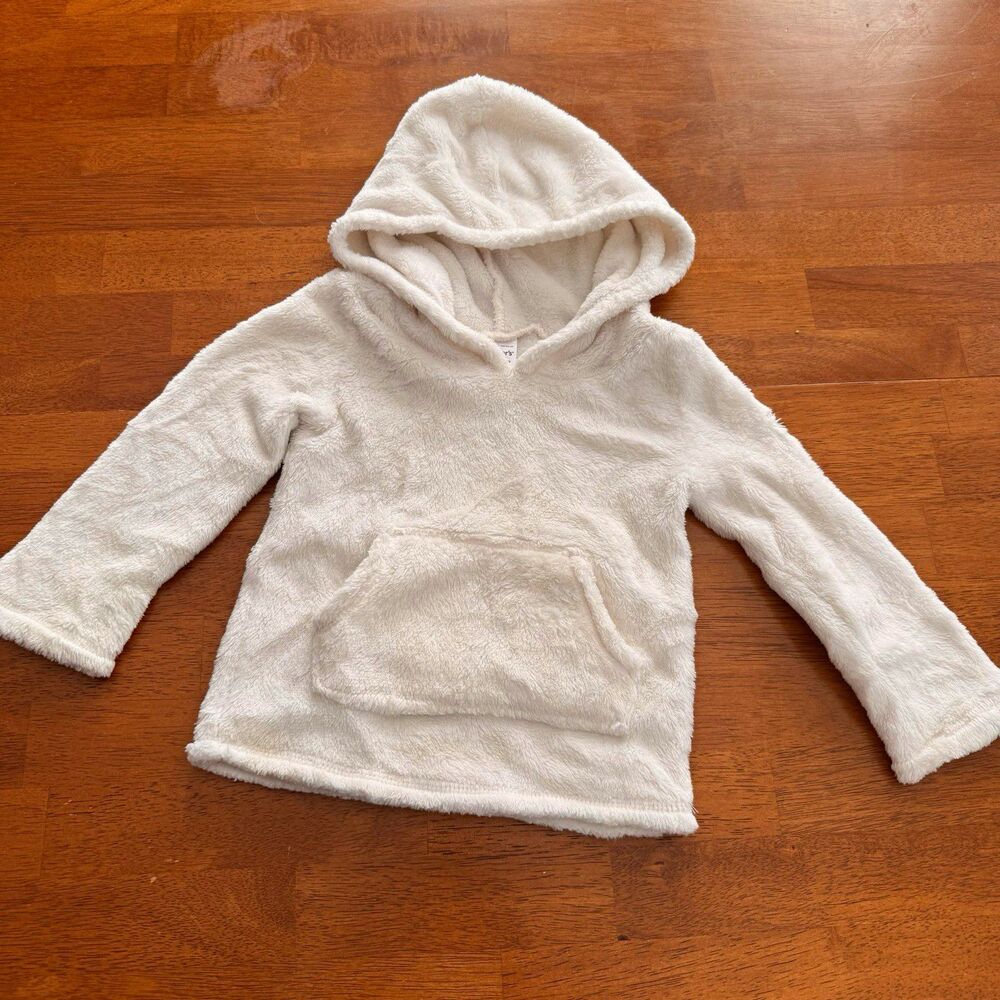 Carter's Girls White Fleece Pullover Hoodie Hooded Pockets Long Sleeve 3T